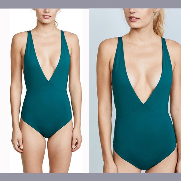 NWT Tavik‎ [ Small ] Drew Plunging One Piece Swimsuit in Storm Green - Picture 4 of 13